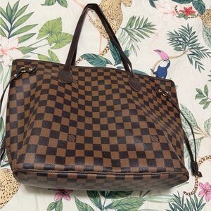 Louis Vuitton Red and Brown Checkered Tote
